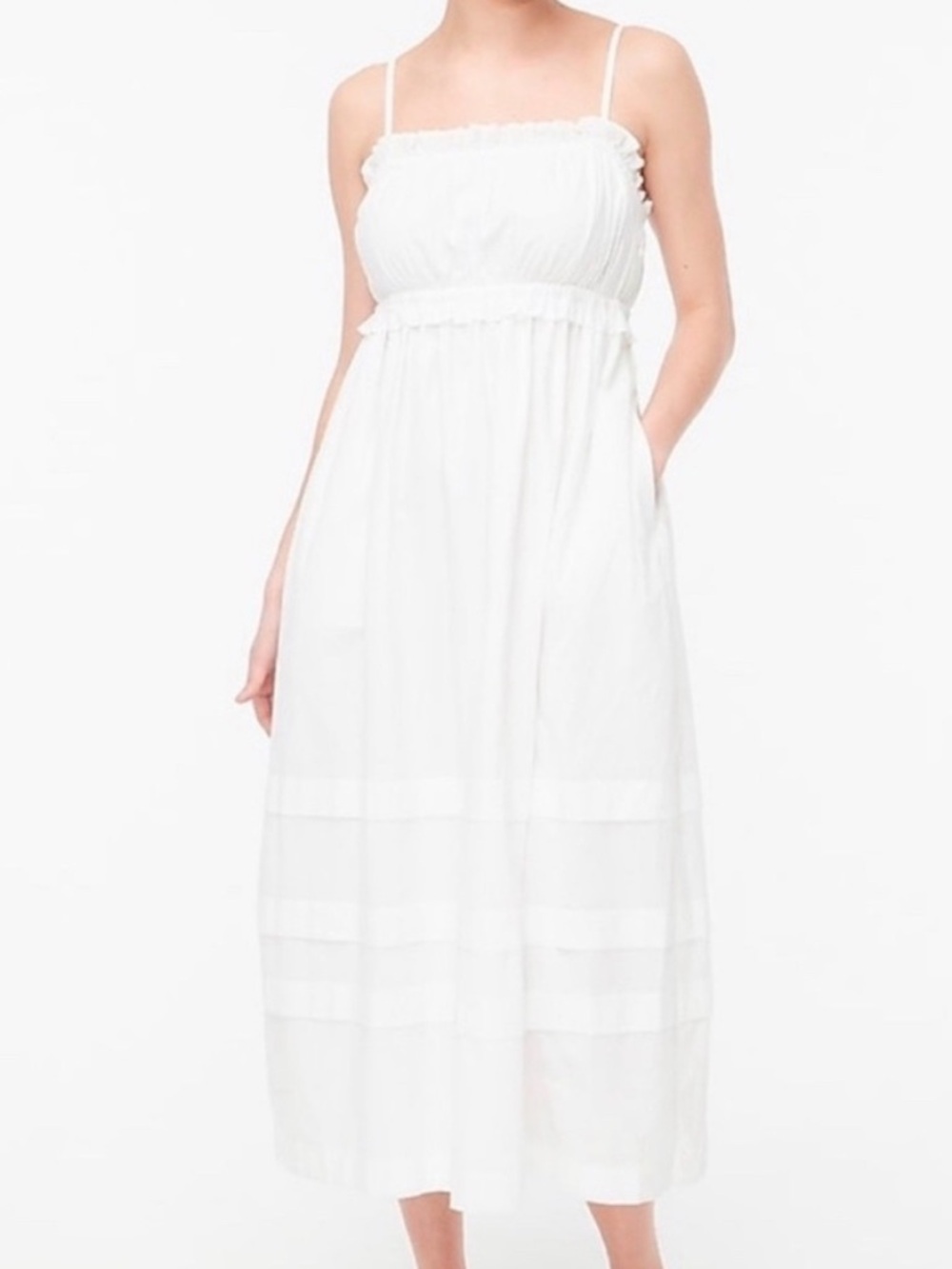 J. Crew White Spaghetti-Strap Maxi Dress